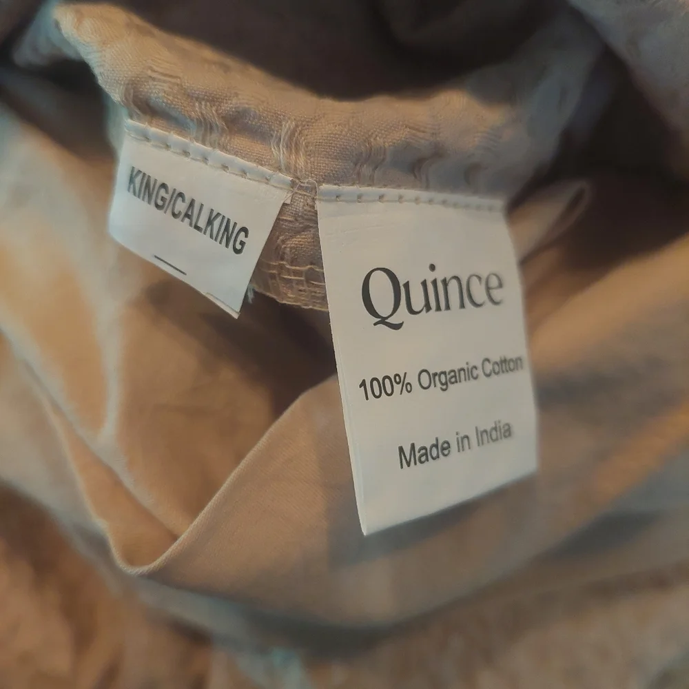 NWT! Quince 100% Organic Cotton Waffle Sand Duvet & 2 Shams! King/ Cal King(129)
